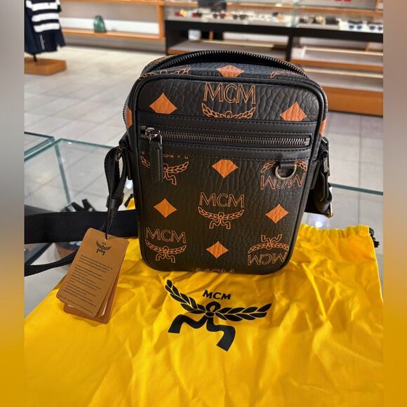 MCM Black and Orange Logo Messenger Bag - Picture 1 of 7